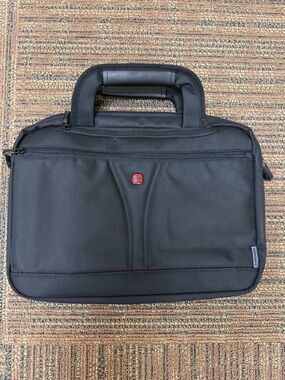 Wenger/SwissGear Black Laptop Briefcase with Red Logo Accent